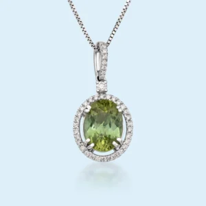 Verdant Whisper - Green Tourmaline & Diamond Pendant