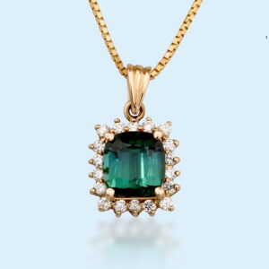 Laguna Aurea - Lagoon Green Tourmaline & Diamond Pendant (Certified)
