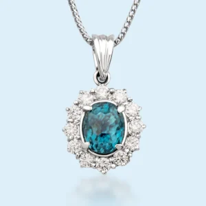 Oceanic Crown - Blue Zircon & Diamond Pendant