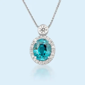 5.47 Carats Blue Zircon & Diamond Masterpiece