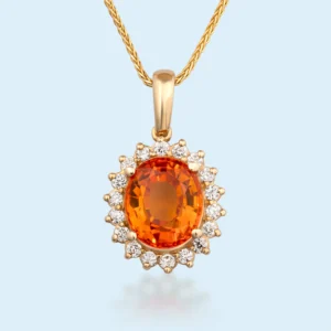 The Honey Flame - Citrine & Diamond Pendant