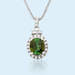 3.93 Carats Green Tourmaline & 0.91 Carats Diamond