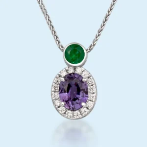 Iris & Ivy - Lavender Sapphire, Emerald & Diamond Pendant