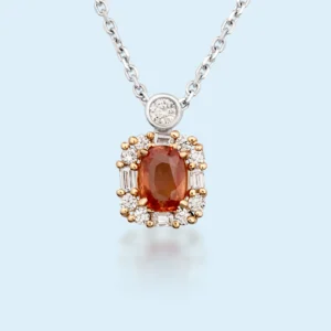 Lotus at Dawn - Natural Padparadscha & Diamond Pendant (Certified)