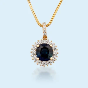 The Hidden Current - Teal Sapphire & Diamond Pendant